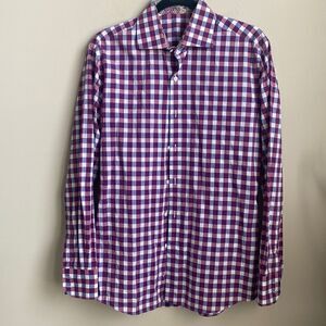J. Hilburn by Tessitura Monti Checkered Button Front Shirt M